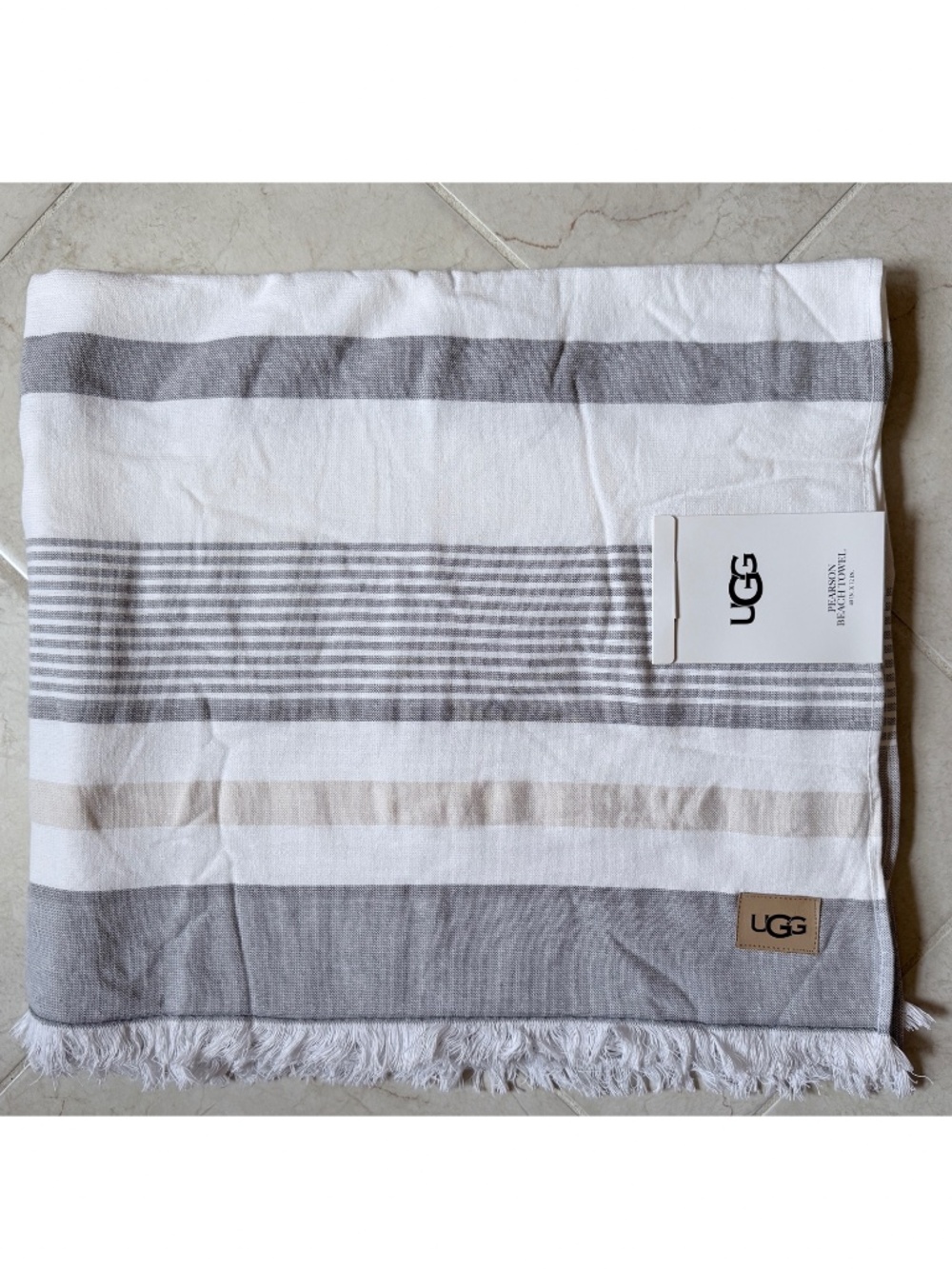 UGG Pearson Striped Beach Towel 40"x72" in Seal Multi